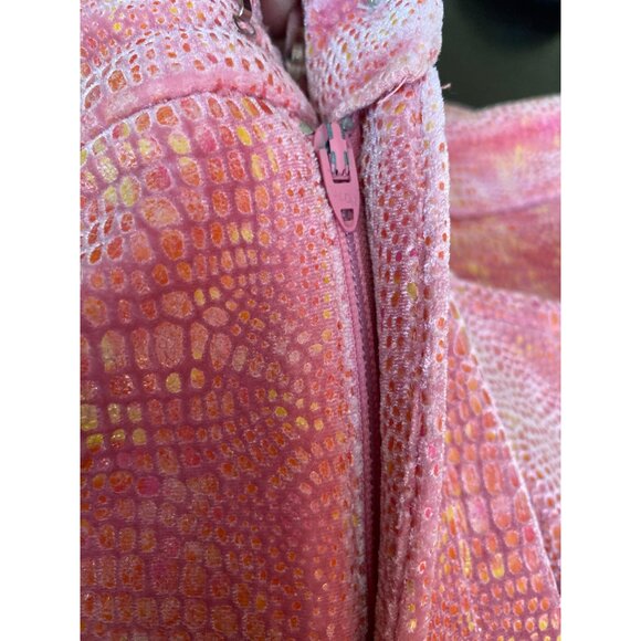 Y2K Betsey Johnson New York Iridescent Festival Velvet Snake Print Flare Pants M - Picture 8 of 10